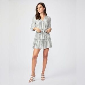 PAIGE Kylenn long sleeve tiered striped mini dress size medium